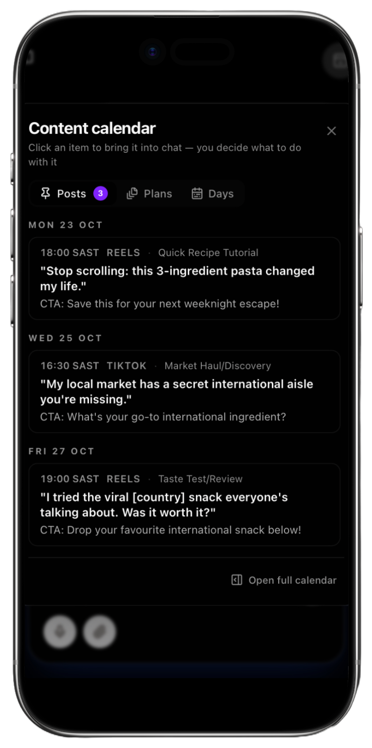 Social Assembly content calendar on a tablet